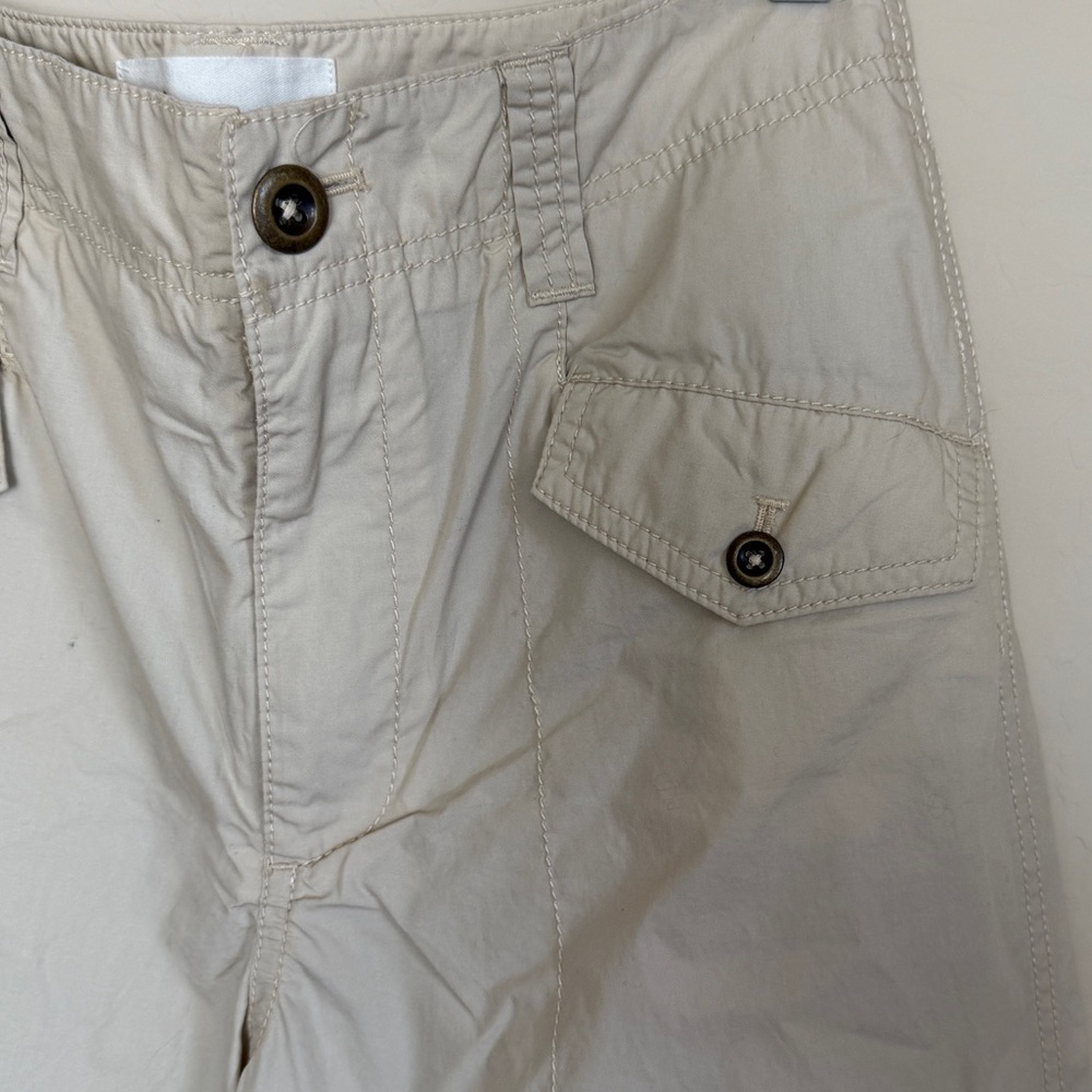 Anthropologie Utility Cargo Pants Size 26 | Beige Cropped Drawstring Hem - Picture 2 of 9